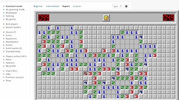 Playing Minesweeper (22) Expert level, No flags