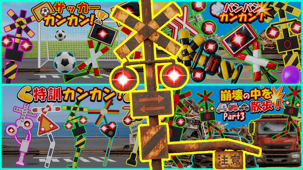 Ｂトレ　有名アニメ 踏切イメージジオラマ 踏切アニメ総集編】線路が毎日カオスすぎる！爆笑ハプニング大集合