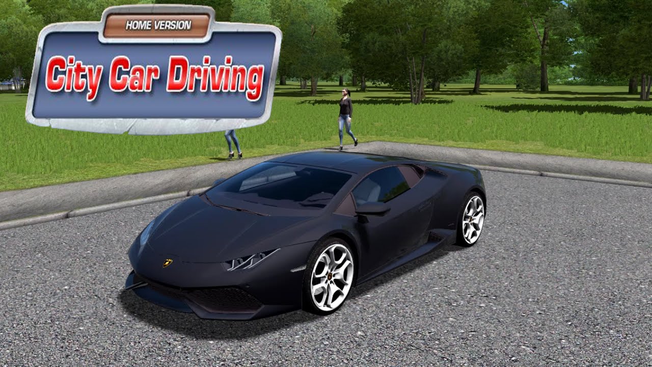 Lamborghini city car driving