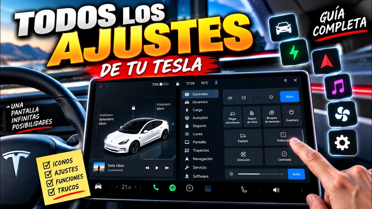 La pantalla de tu Tesla EXPLICADA: todos los menús, ajustes e iconos