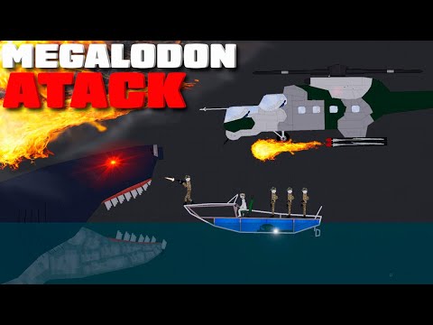 Megalodon Attacks Ships and boats in People Playground(1)