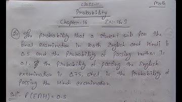 Class 11 || Chapter Probability Ex:-16.3 || Question no.20 Answer.