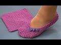 Knitted slippers from a square is easy and simple  without a seam on the sole