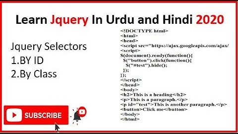 Jquery Selectors in Urdu and Hindi|Learn with Qurratulain