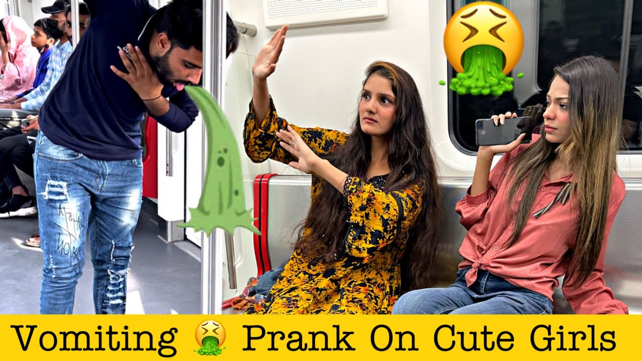 Fake Vomiting Prank on Cute Girls In Metro 🤮😳 @That Was Crazy