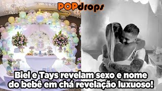 Biel e Tays Reis revelam sexo e nome do bebê em chá revelação luxuoso! #PopDrops @PopZoneTV