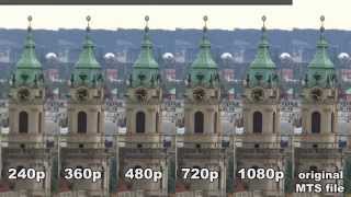 Comparison of quality settings on Youtube  - 240p, 360p, 480p, 720p, 1080p   original MTS file