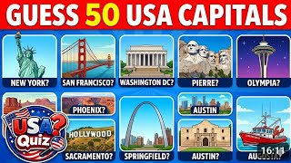 Only 1% can Guess All 50 USA Capitals 🇺🇸 | Ultimate USA State Capitals Quiz 🤯