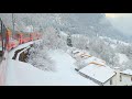 Bernina express a winter journey from chur to tirano snow season switzerland 4k
