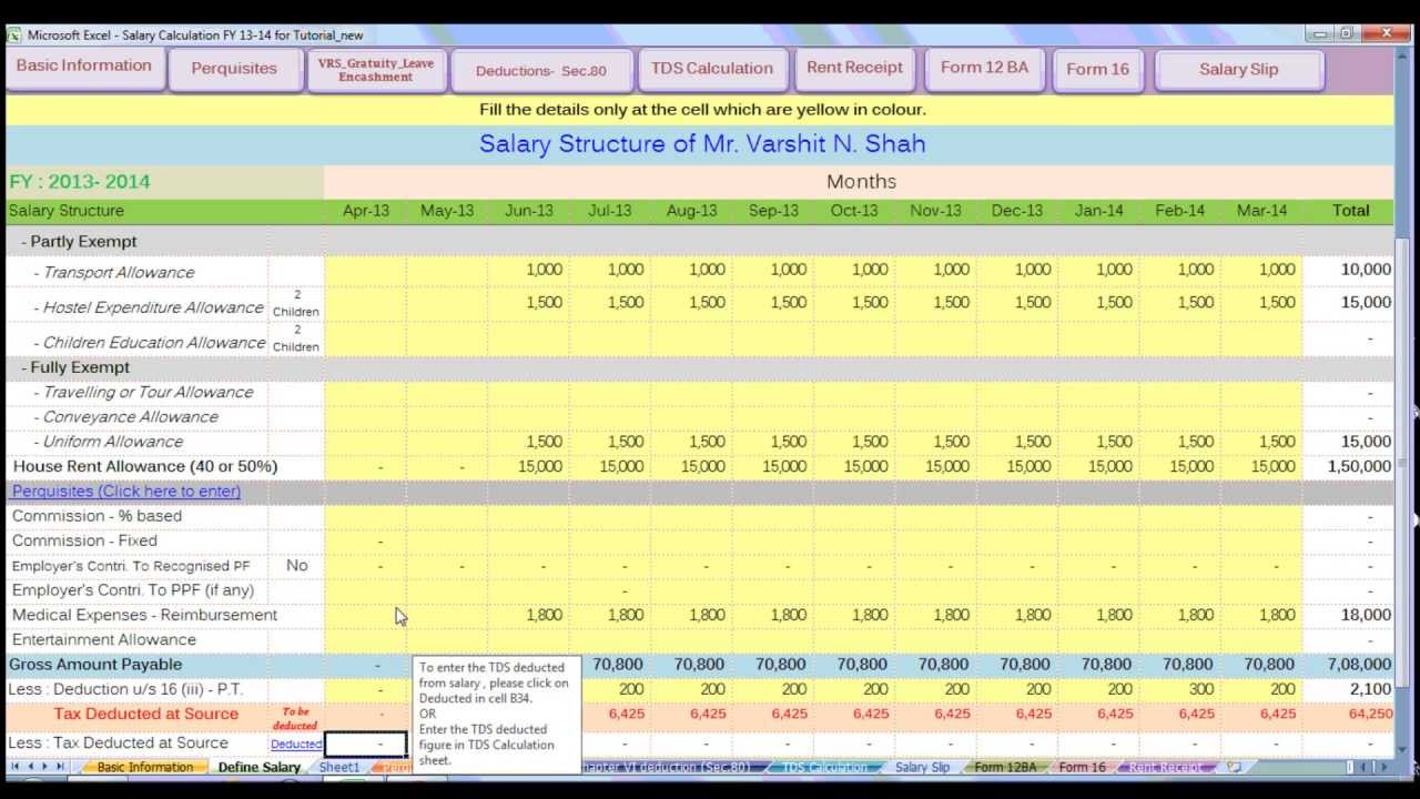 Tds Calculation Chart