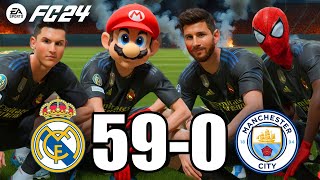 FIFA 24 - RONALDO, MESSI, SPIDER MAN ALL STARS PLAYS TOGETHER | Real Madrid 59-0 Manchester City