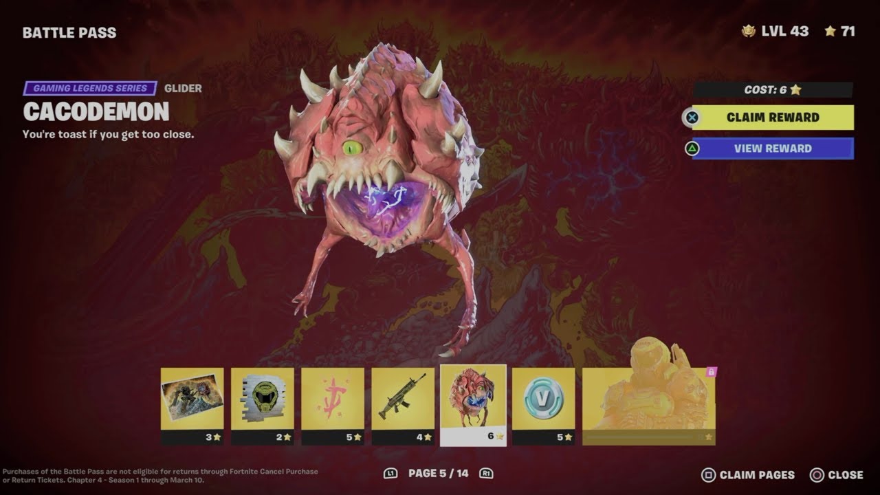 How to Unlock Cacodemon Glider in Fortnite Battle Pass Rewards Page 5