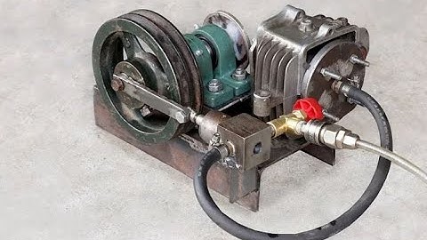 Making a Simple Compressed Air Engine using Air Compressor - DIY Machine Idea