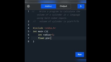 Write a program to calculate volume of a cylinder in c language using hard coded inputs.