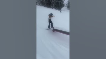 Nice grind on staple rail #skiing #rails #shorts