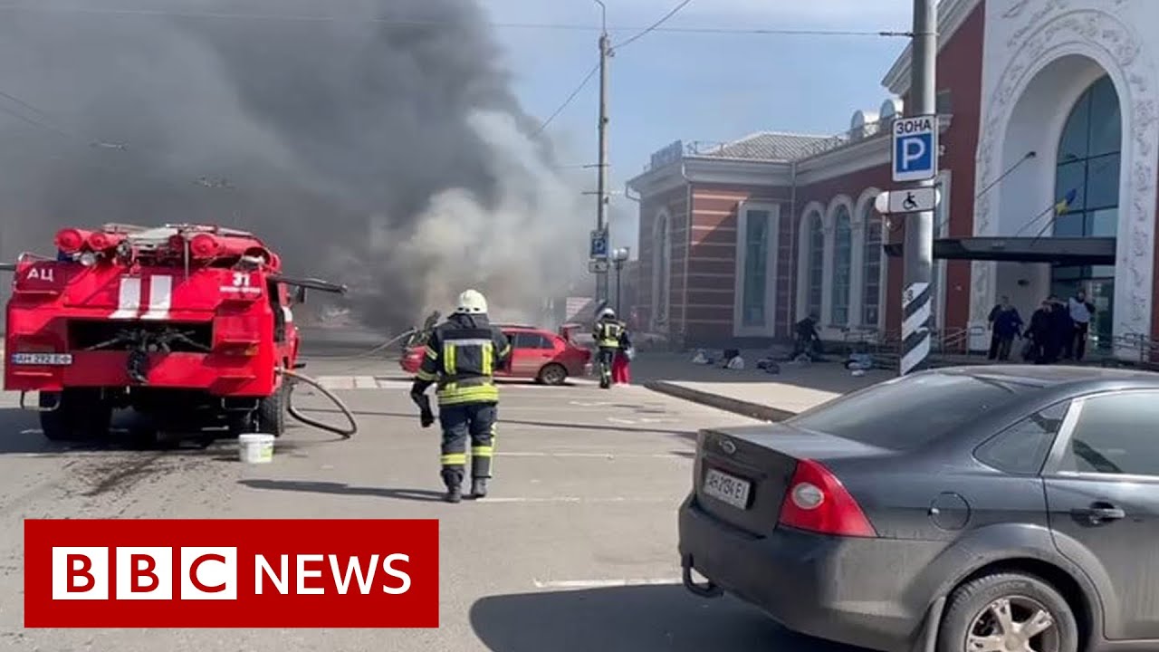 Dozens dead after Ukrainian train stations hit rockets – BBC News