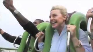 Tony, Ellen, Usher, and Portia on Rollercoasters in Orlando