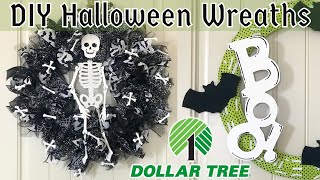 Dollar Tree Halloween Wreaths | Easy &amp; Cheap DIY Wreath | Ribbon Wreath Tutorial | Fall Wreath Ideas