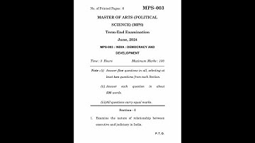 MPS-003 June 2024 | IGNOU Previous Year Question Paper