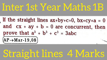 If the lines ax+by+c=0,bx+cy+a=0,cx+ay+b=0 are concurrent in telugu@maths naresh