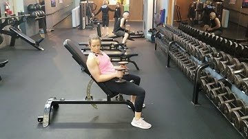 Bicep curl with external rotation on 45 degree incline bench