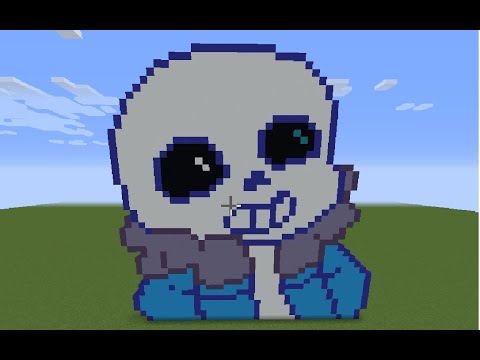 Minecraft: 140 block tall sans pixel art 