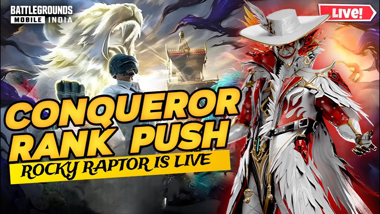 CONQUEROR RANK PUSH DAY 2 | ROCKY RAPTOR | BGMI LIVE #bgmi #bgmilive # ...