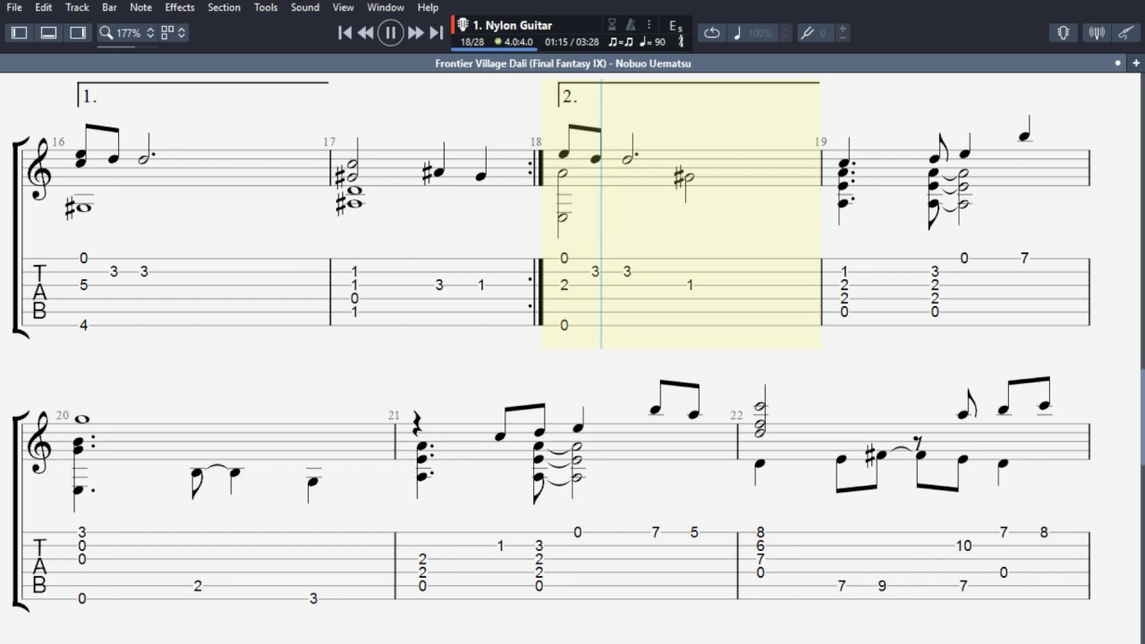 Guitar Tablature Frontier Village Dali Final Fantasy Ix Nobuo Uematsu Youtube