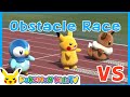 Piplup vs pikachu vs eevee  obstacle race  pokmon fun  pokmon kids tv