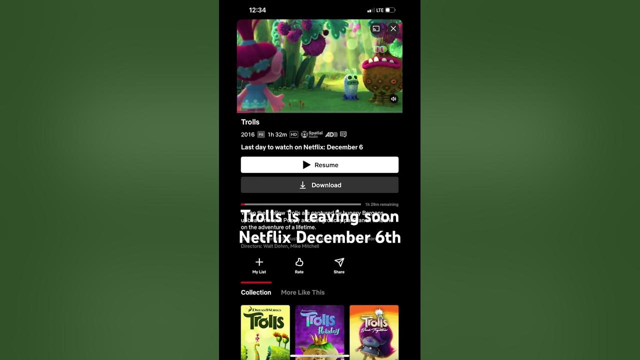 Trolls leaving soon last day to watch on Netflix December 6th 2024