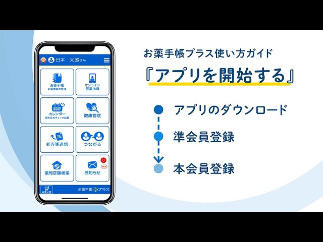 『お薬手帳プラス 使い方ガイド』アプリを開始する