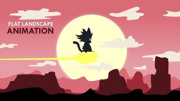 PowerPoint Art - Flat Landscape Animation - Son Goku Dragon Ball - Animasi Flat Landscape