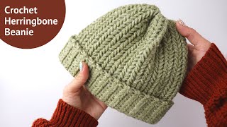 Crochet Unisex Herringbone Beanie / Beginner Tutorial