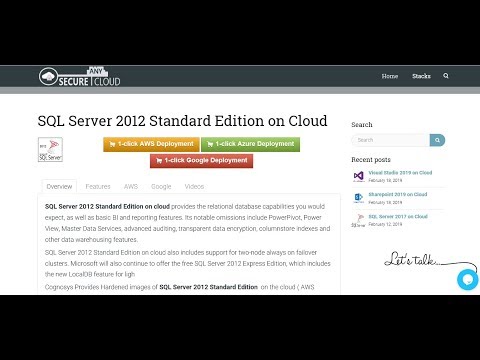 SQL Server 2012 SP3 Std Edition On Win 2012 RTM  Deploy on Azure , AWS and Google Cloud Platform.