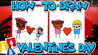 How To Draw Valentine's Day Kids Holding A Heart