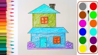 H for house || How to draw beautiful house || drawing and coloring for kids || #house #hforhouse