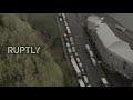 UK: Drone footage captures gridlock in Dover as drivers queue for miles