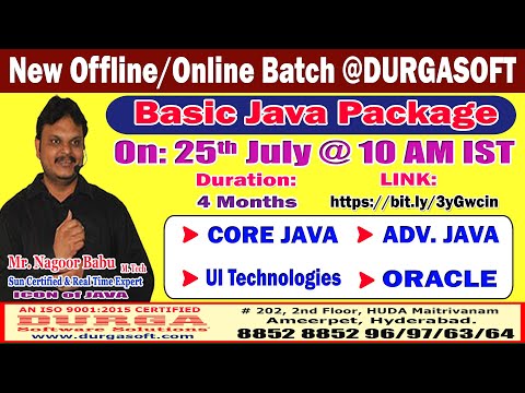 Basic Java Package Offline/Online Training @ DURGASOFT