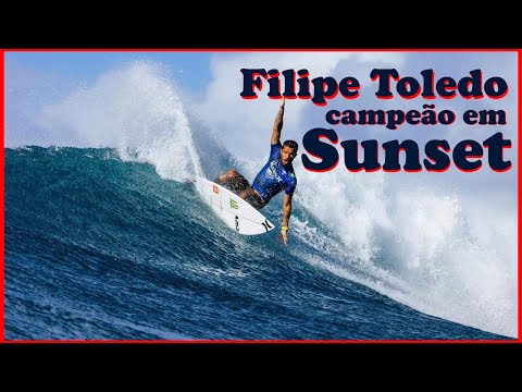 Filipe Toledo é o campeão do Hurley Pro Sunset Beach no Havaí. (19/2/2023)