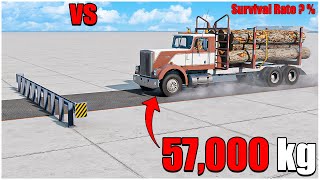 Beamng Drive | How Much Guard Rail Can Stop Log Truck With Dummy & Survival Rate | car torture