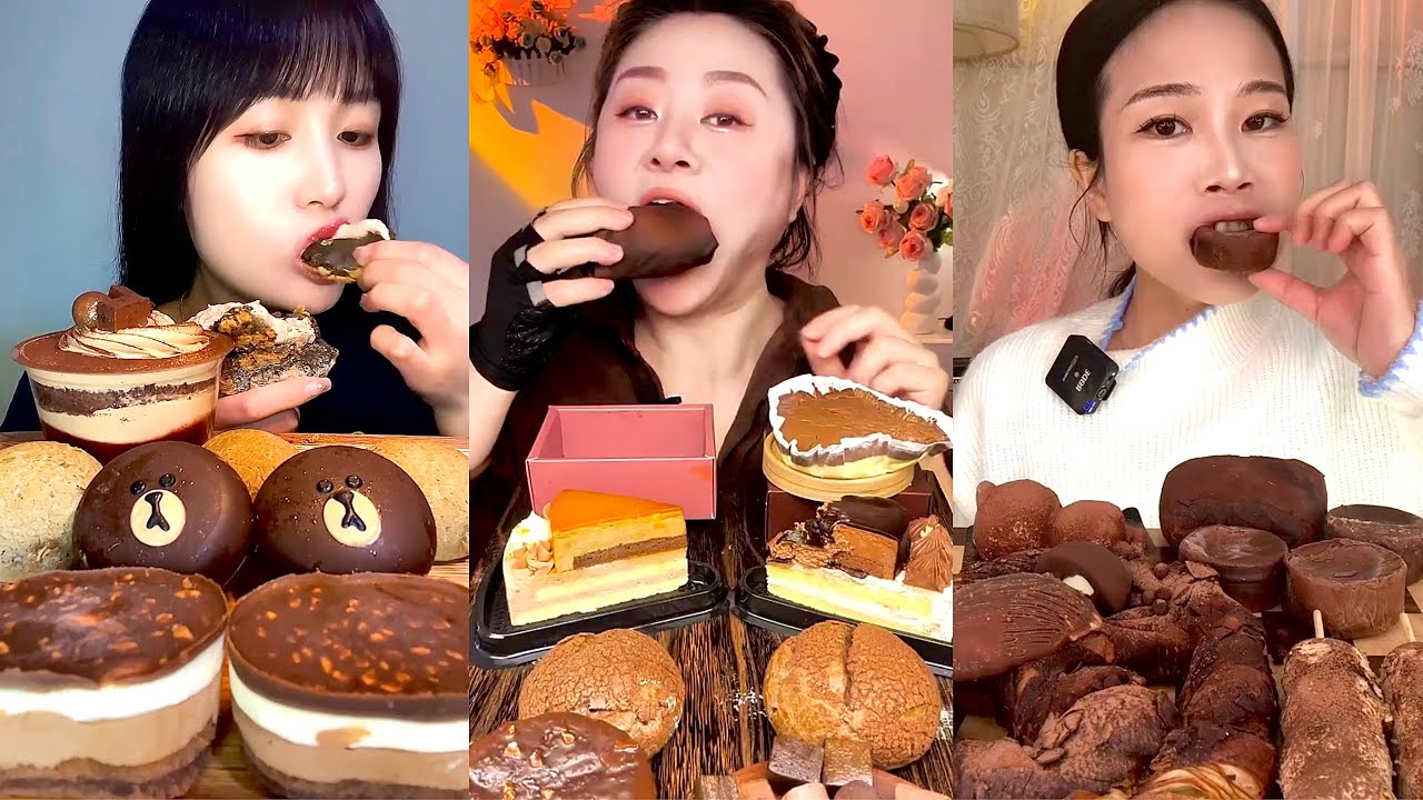 ASMR Mukbang Chocolate & Cake Dessert Eating | Layered Cakes, Cream & Rich Sweet Sounds