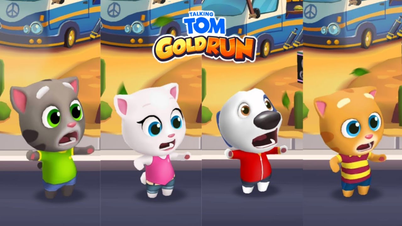 Reverse ◀️ Talking Tom Gold Run Tom vs Angela vs Hank vs Ginger Android iOS