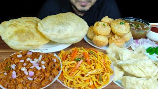 EATING CHOLE BHATURE, CHICKEN MOMO, PANIPURI/FUCHKA, CHOWMEIN | MUKBANG EATING SHOW | EATING SOUNDS