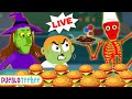 Fiesta De Comida De Halloween🍔 + Más Canciones De Esqueletos Para Niños💀 | Pueblo Teehee LIVE🔴