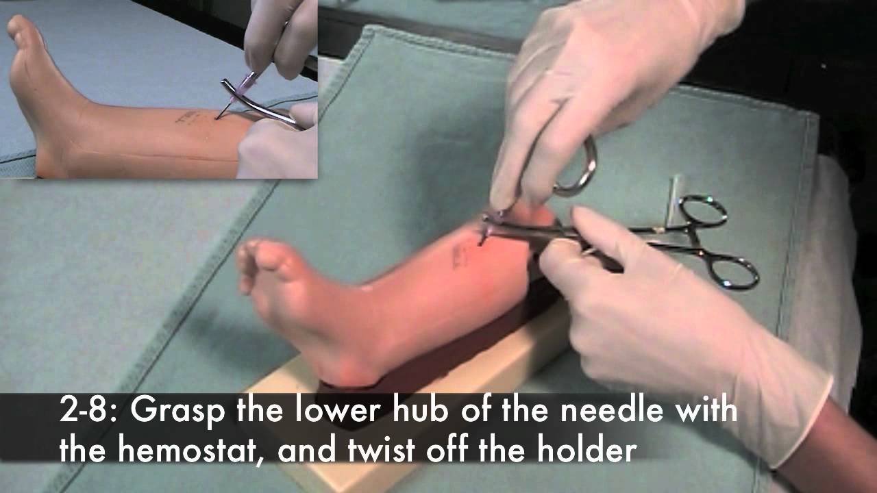 Intraosseous needle insertion using the Near Needle Holder YouTube