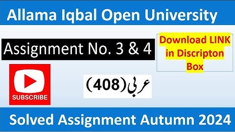 ⏩ AIOU Code 408 Solved Assignment No.3 & 4 Autumn 2024 || Subject: Arabic || Level: B.Com/ BA
