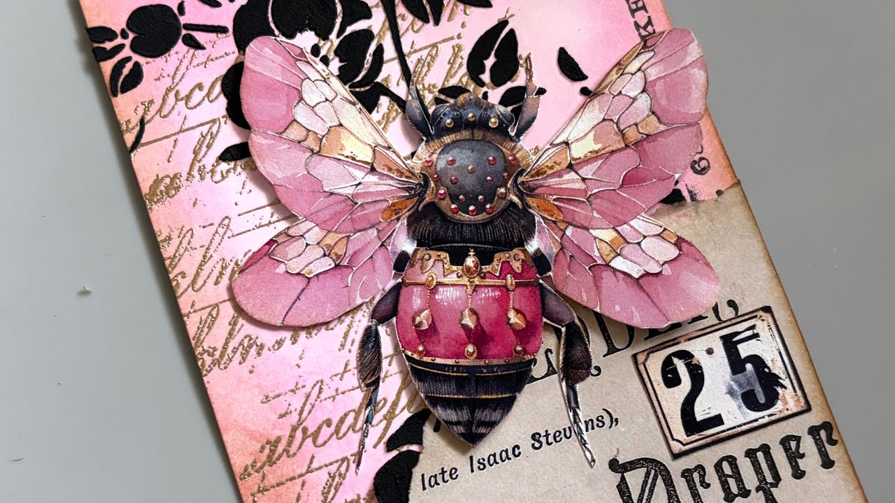 Mixed media art card using embossing, distress inks, texture paste and ...