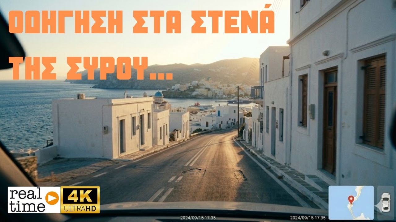 Σύρος 🇬🇷 | 🚗 Από Ερμούπολη στην Άνω Σύρο & Πίσω (4K Drive → Real Time)