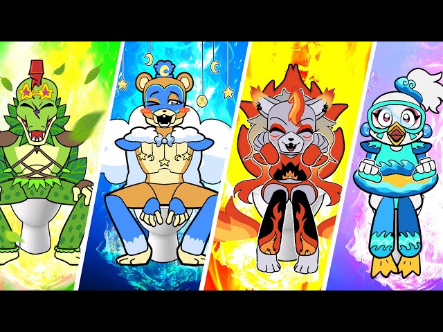 [Animation] 🔥🧊🌿🌍Fire, Water, Air and Earth But Restroom| FNAF Security Breach Animation | SLIME CAT class=