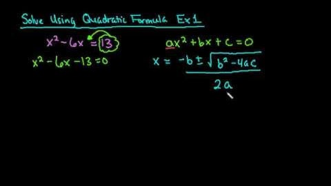 Solve Using Quadratic Formula Ex 1